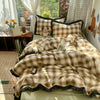 Plaid Bedding Set Double Yarn Classic Vintage Duvet Cover Set Flat Sheets Set 2 Pillowcases Single Twin Full Queen Size