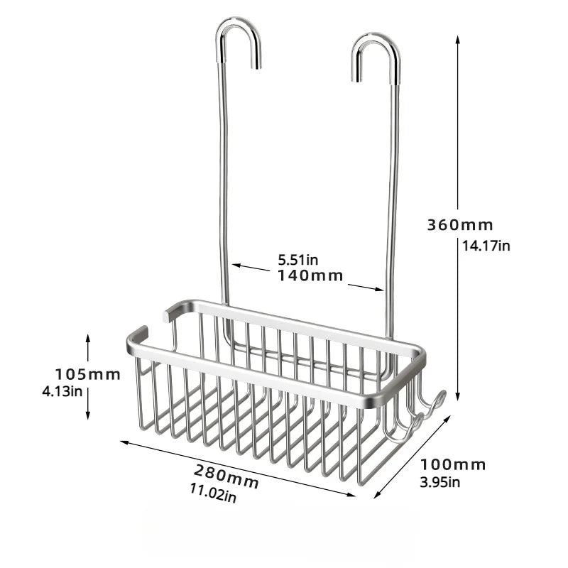 No-Drill Shower Rack & Toilet Storage Basket - Wall-Mounted Aluminum Bathroom Shelf for Bath Products - Hom Haven