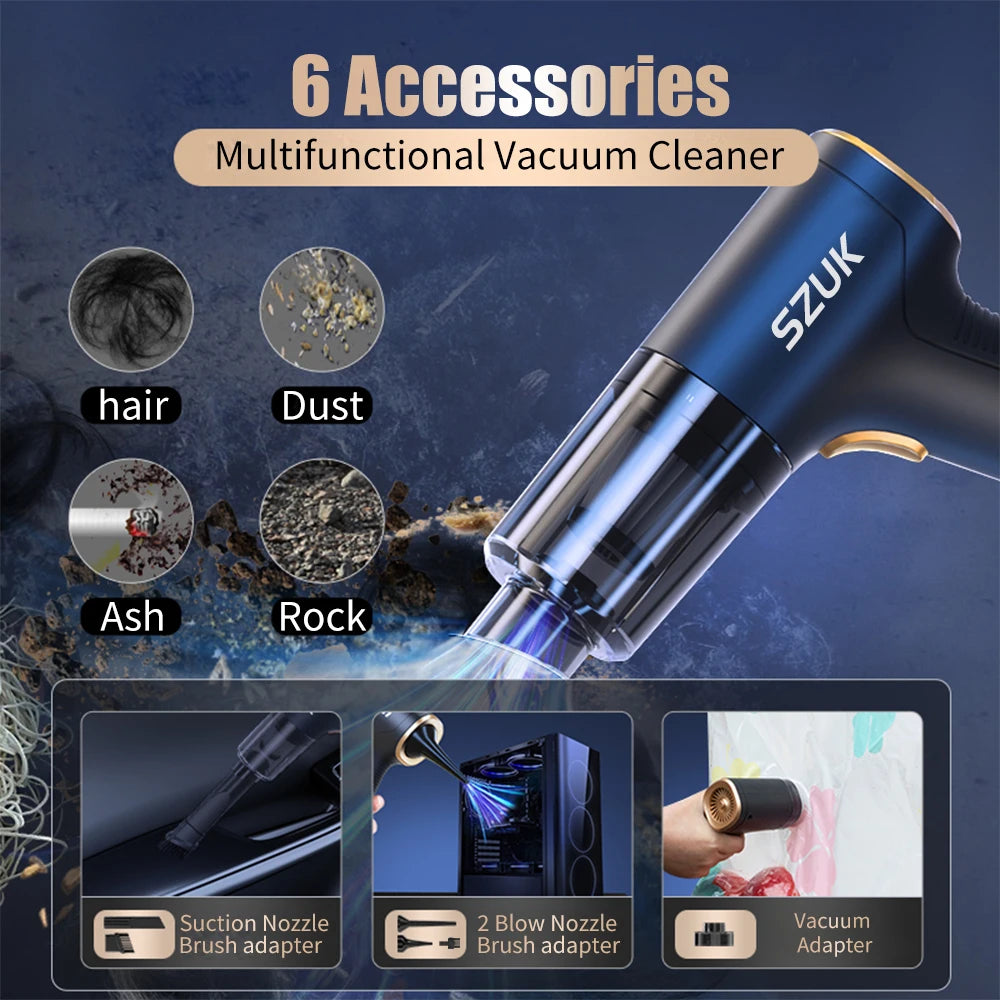 Mini Portable Wireless Car Vacuum Cleaner Strong Suction Handheld