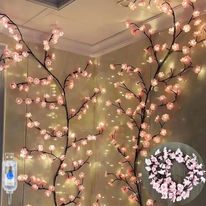Cherry Blossom Vine Lights 72/96 LEDs USB 8 Modes Indoor Decor