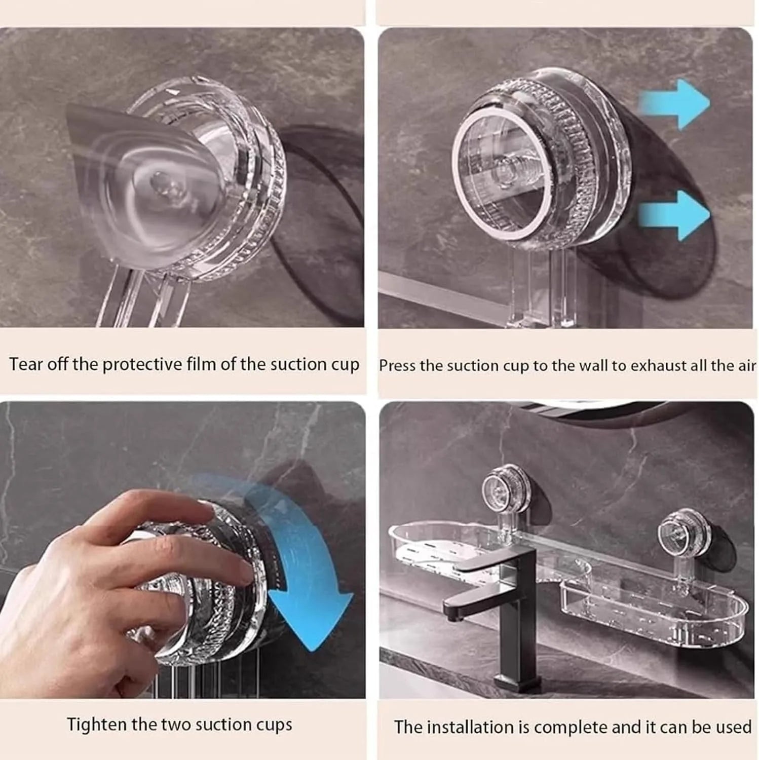 Wall-Mounted Suction Cup Bathroom Storage Rack