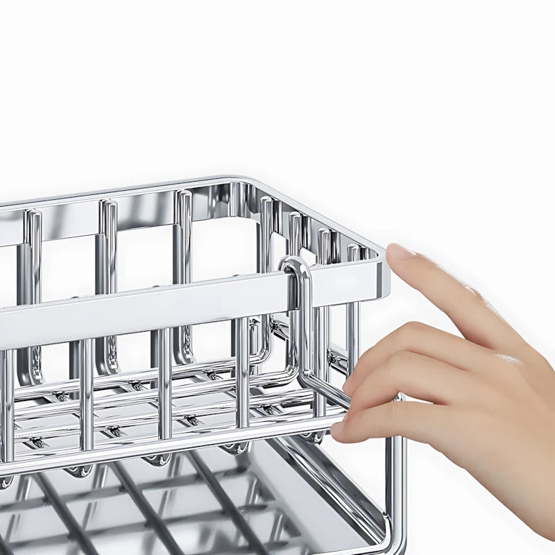 Over-Sink Kitchen Organizer - Sponge Holder & Drying Rack with Faucet Mount, Space-Saving Storage for Sponges and Brushes