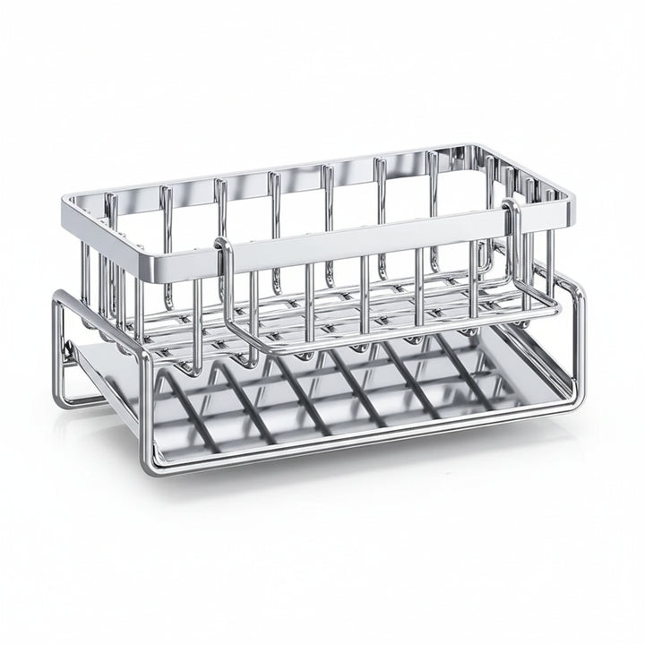 Over-Sink Kitchen Organizer - Faucet-Mounted Sponge Holder & Drying Rack for Space-Saving Storage