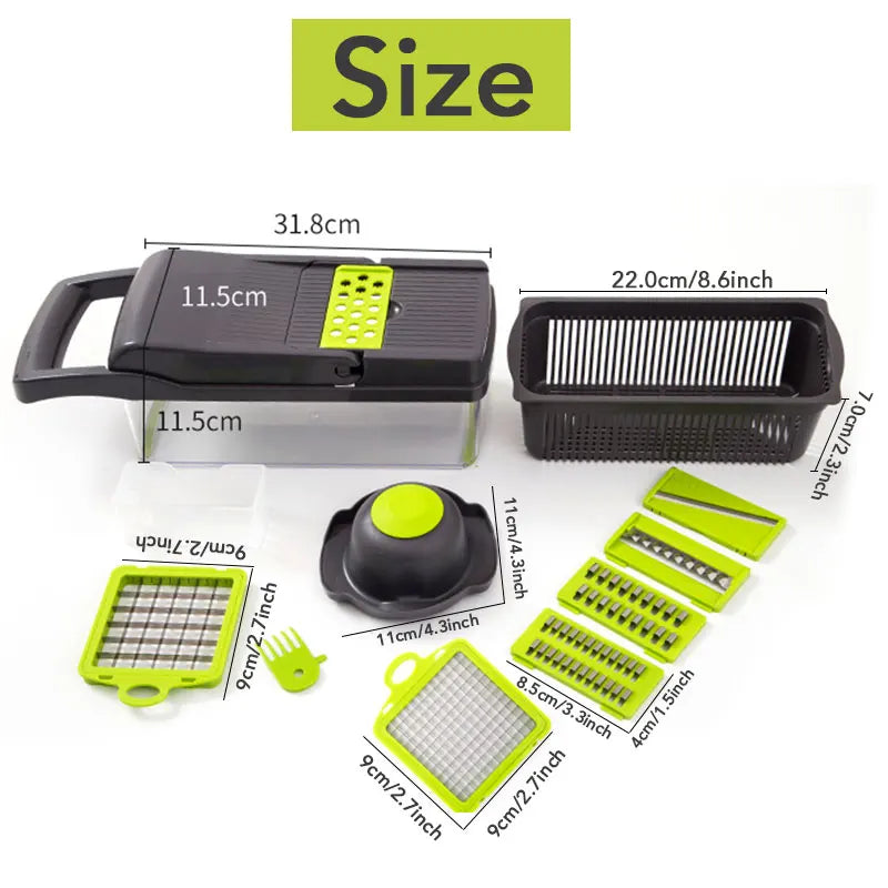 9-in-1 Vegetable Cutter & Slicer with Drain Basket
