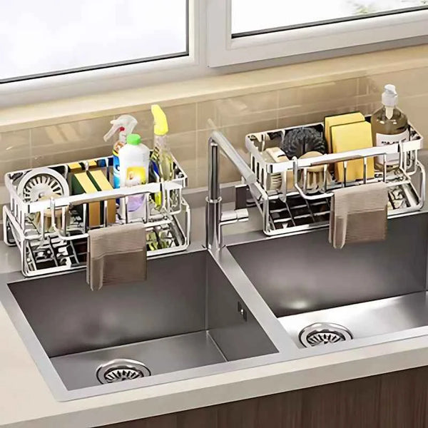 Over-Sink Kitchen Organizer - Faucet-Mounted Sponge Holder & Drying Rack for Space-Saving Storage - Hom Haven