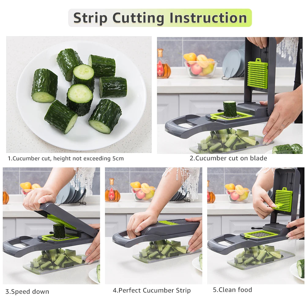 9-in-1 Vegetable Cutter & Slicer with Drain Basket