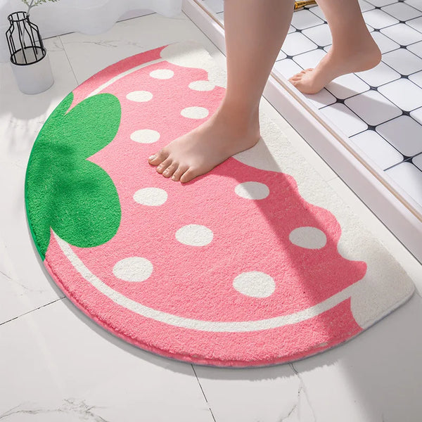 Small Fresh Text & Flowers Floor Mat - Anti-Slip Absorbent Bathroom & Bedroom Door Foot Pad (40x60cm) - Hom Haven