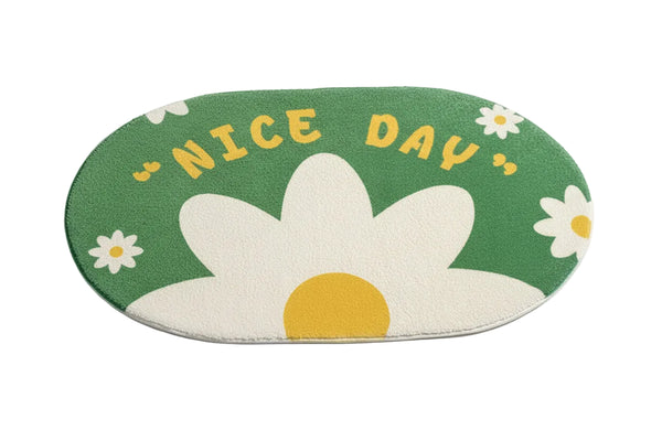 Small Fresh Flowers & Words Floor Mat - Anti-Slip Soft Bathroom & Entryway Foot Pad (40x60cm) - Hom Haven