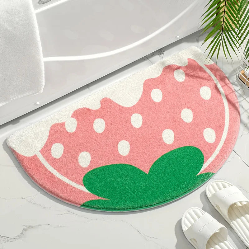 Small Fresh Text & Flowers Floor Mat - Anti-Slip Absorbent Bathroom & Bedroom Door Foot Pad (40x60cm) - Hom Haven