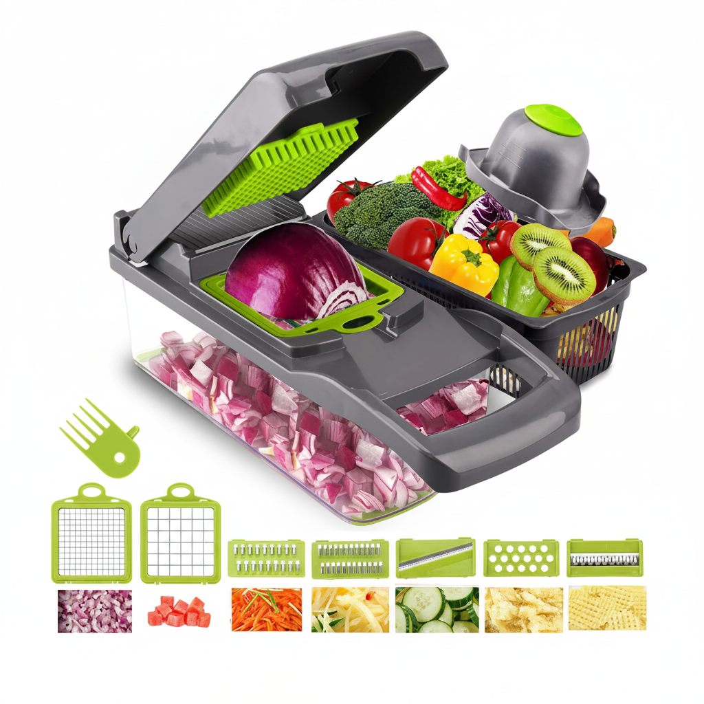 9-in-1 Vegetable Cutter & Slicer with Drain Basket