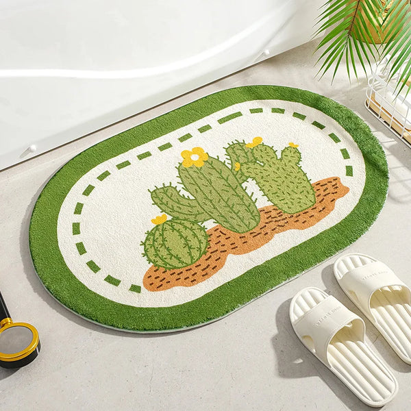 Small Fresh Flowers & Words Floor Mat - Anti-Slip Soft Bathroom & Entryway Foot Pad (40x60cm) - Hom Haven