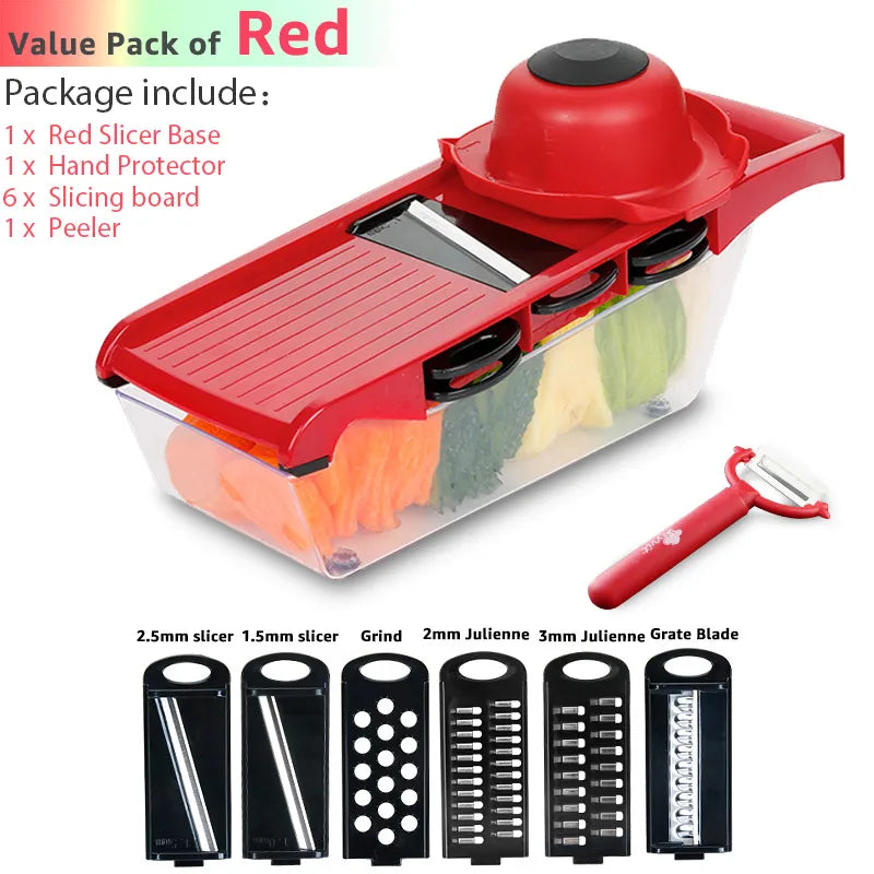 9-in-1 Vegetable Cutter & Slicer with Drain Basket