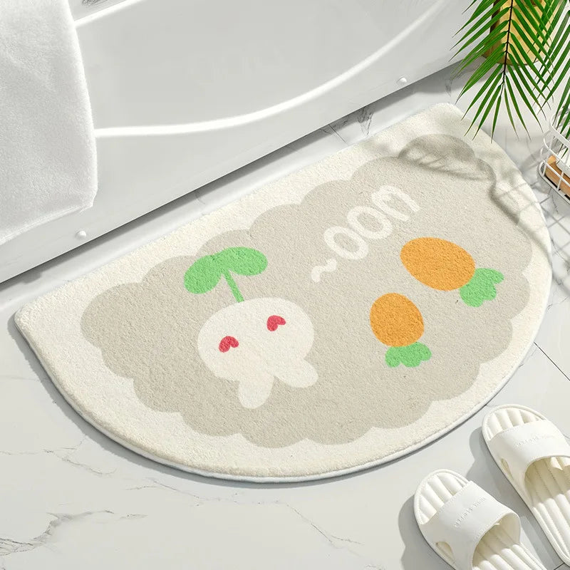 Small Fresh Text & Flowers Floor Mat - Anti-Slip Absorbent Bathroom & Bedroom Door Foot Pad (40x60cm) - Hom Haven