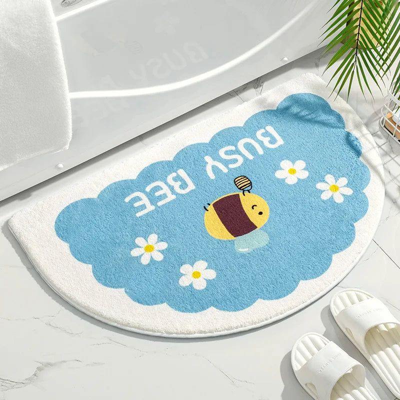 Small Fresh Text & Flowers Floor Mat - Anti-Slip Absorbent Bathroom & Bedroom Door Foot Pad (40x60cm) - Hom Haven