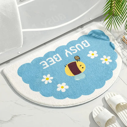 Small Fresh Text & Flowers Floor Mat - Anti-Slip Absorbent Bathroom & Bedroom Door Foot Pad (40x60cm) - Hom Haven