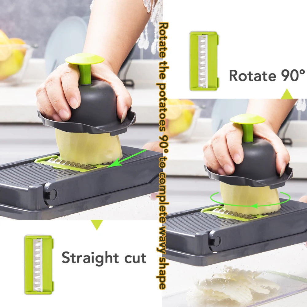 9-in-1 Vegetable Cutter & Slicer with Drain Basket