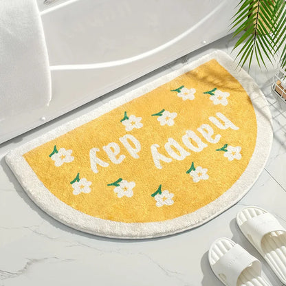 Small Fresh Text & Flowers Floor Mat - Anti-Slip Absorbent Bathroom & Bedroom Door Foot Pad (40x60cm) - Hom Haven