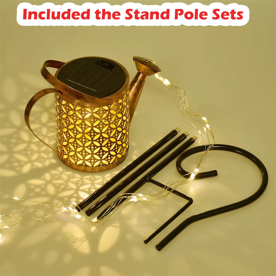 Solar Watering Can Garden Light Waterproof Decorative Metal Lantern