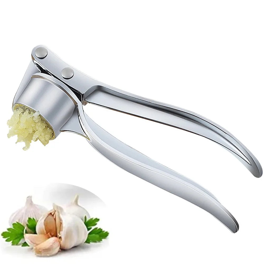 Stainless Steel Garlic Crusher & Peeler - Easy-Clean Garlic Press Kitchen Tool