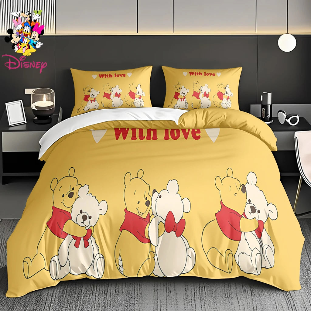 2/3pcs Disney Stitch & Mickey Duvet Cover Set Without Filler  Soft Bed Sheet,Skin-Friendly & Breathable Bedding Set Holiday Gift