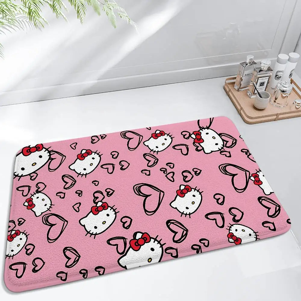Cute H-hello-K-Kitty Floor Mat Bathroom Absorbent Mat Simple Door Dirt-resistant Mat Home Kitchen Mat Foot Mat Entry Mat