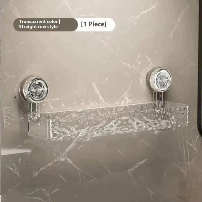 Suction Cup Bathroom Organizer Rack Wall Mounted Draining Storage Shelf