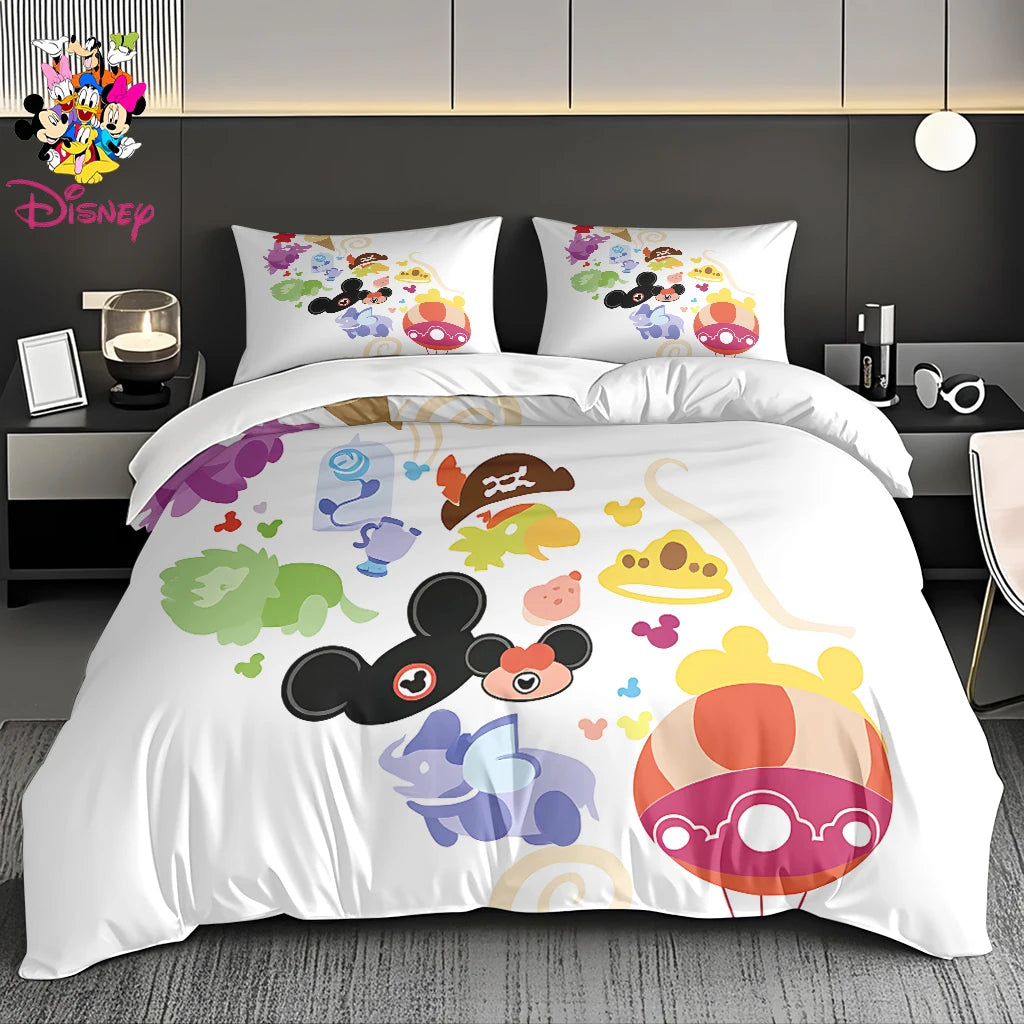 2/3pcs Disney Stitch & Mickey Duvet Cover Set Without Filler  Soft Bed Sheet,Skin-Friendly & Breathable Bedding Set Holiday Gift