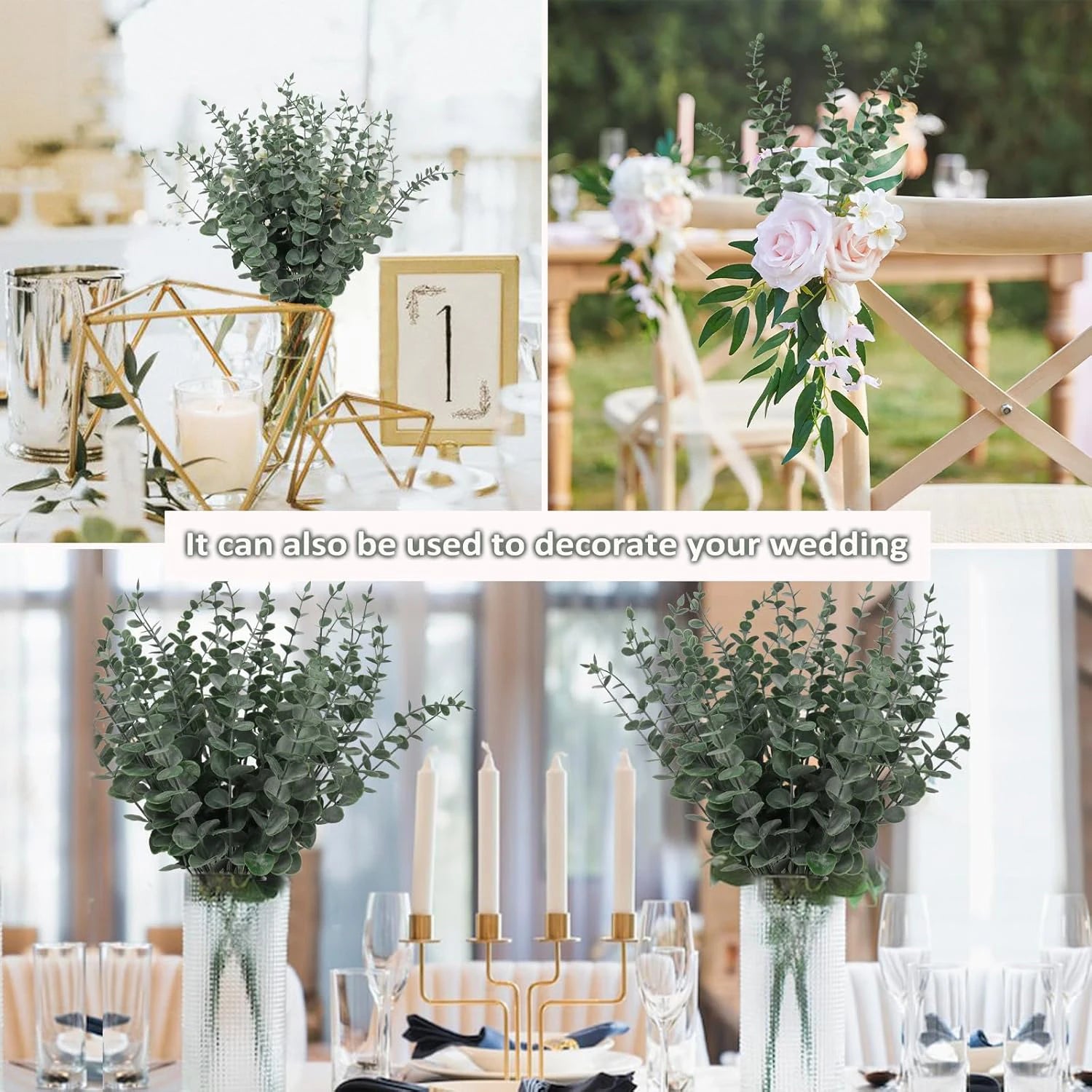 10/50pcs Artificial Plants Eucalyptus Leaves Fake Plants Vase Table Party Wedding Bridal Bouquet Home Decorations Outdoor Garden