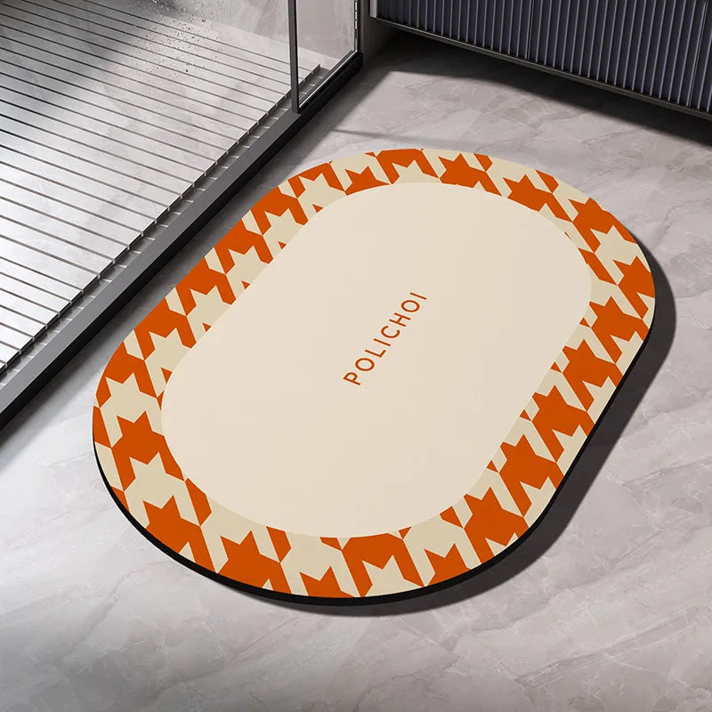 Diatomaceous Earth Bath Mat - Quick Dry Non-Slip Absorbent Shower & Bathroom Floor Rug