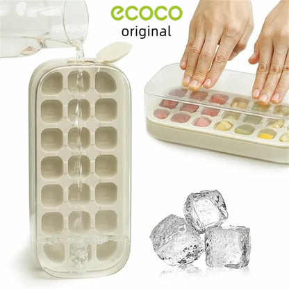 Ice Cube Tray with Lid & Bin, Quick-Release Freezer Ice Mold Set (7/14/21 PCs) - Hom Haven