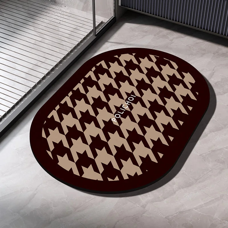 Diatomaceous Earth Bath Mat - Quick Dry Non-Slip Absorbent Shower & Bathroom Floor Rug