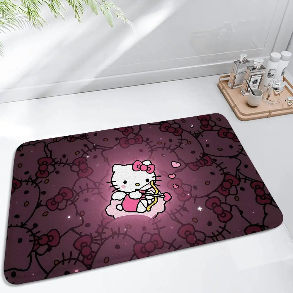 Cute H-hello-K-Kitty Floor Mat Bathroom Absorbent Mat Simple Door Dirt-resistant Mat Home Kitchen Mat Foot Mat Entry Mat