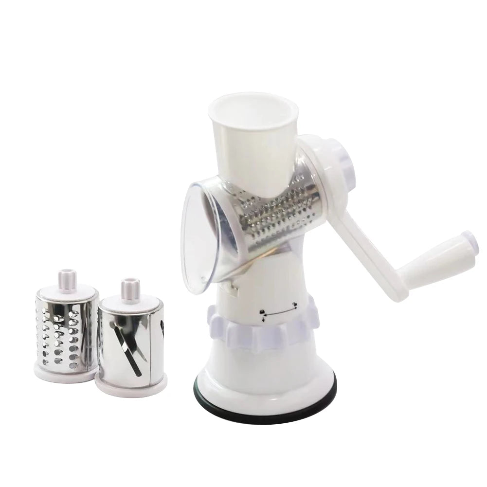 Manual Vegetable Slicer 3-Blade Hand Crank Chopper for Meal Prep