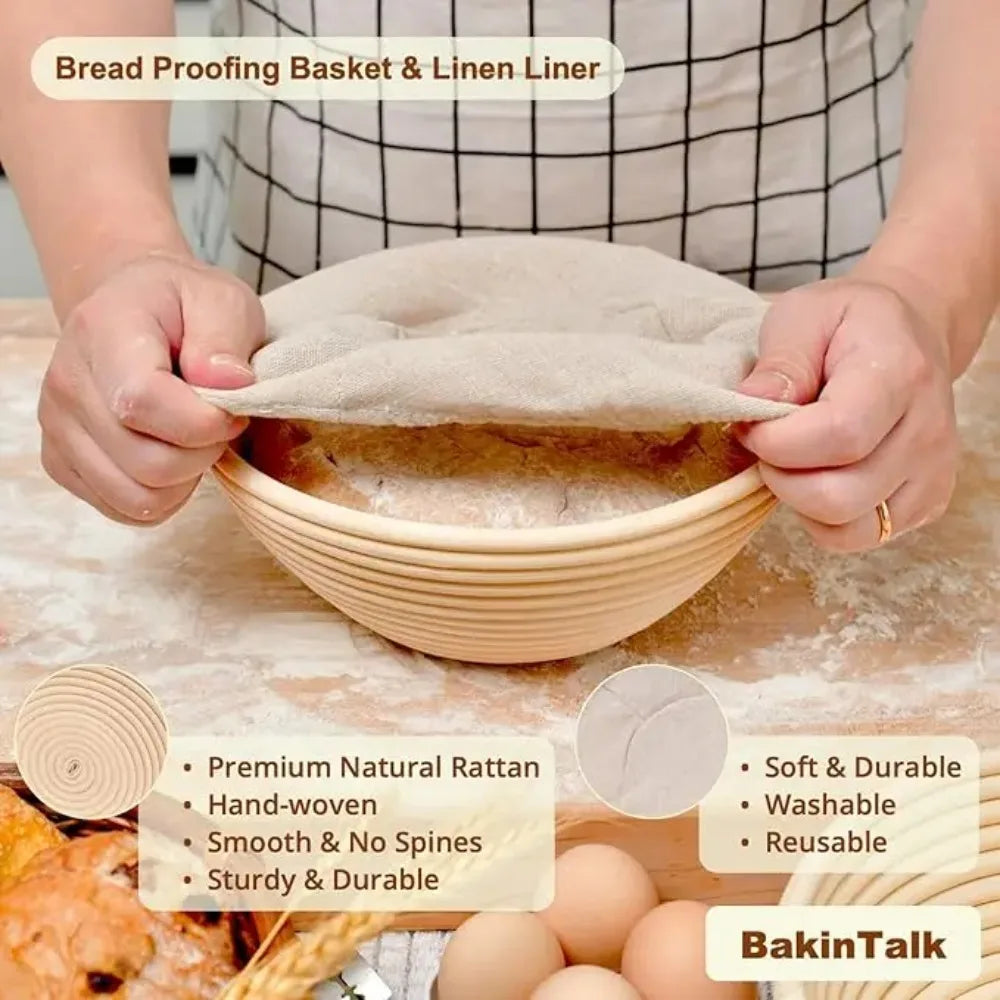 Sourdough Bread Baking Starter Kit with Proofing Baskets & Tools