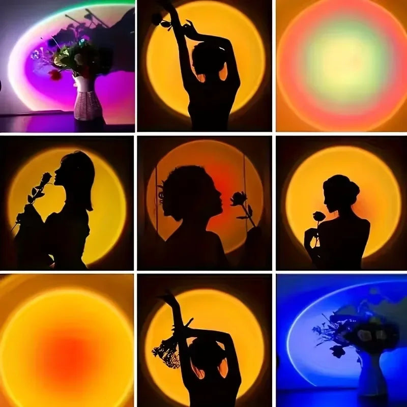 Sunset Projection Night Light 16-Color RGB Remote Control Bedroom Lamp