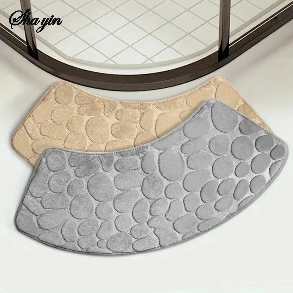 1PC Arc-Shaped Water-Absorbing Floor Mat, Sector-Shaped Carpet, Shower Room Entrance Foot Mat, Toilet Bathroom Anti-Slip Mat