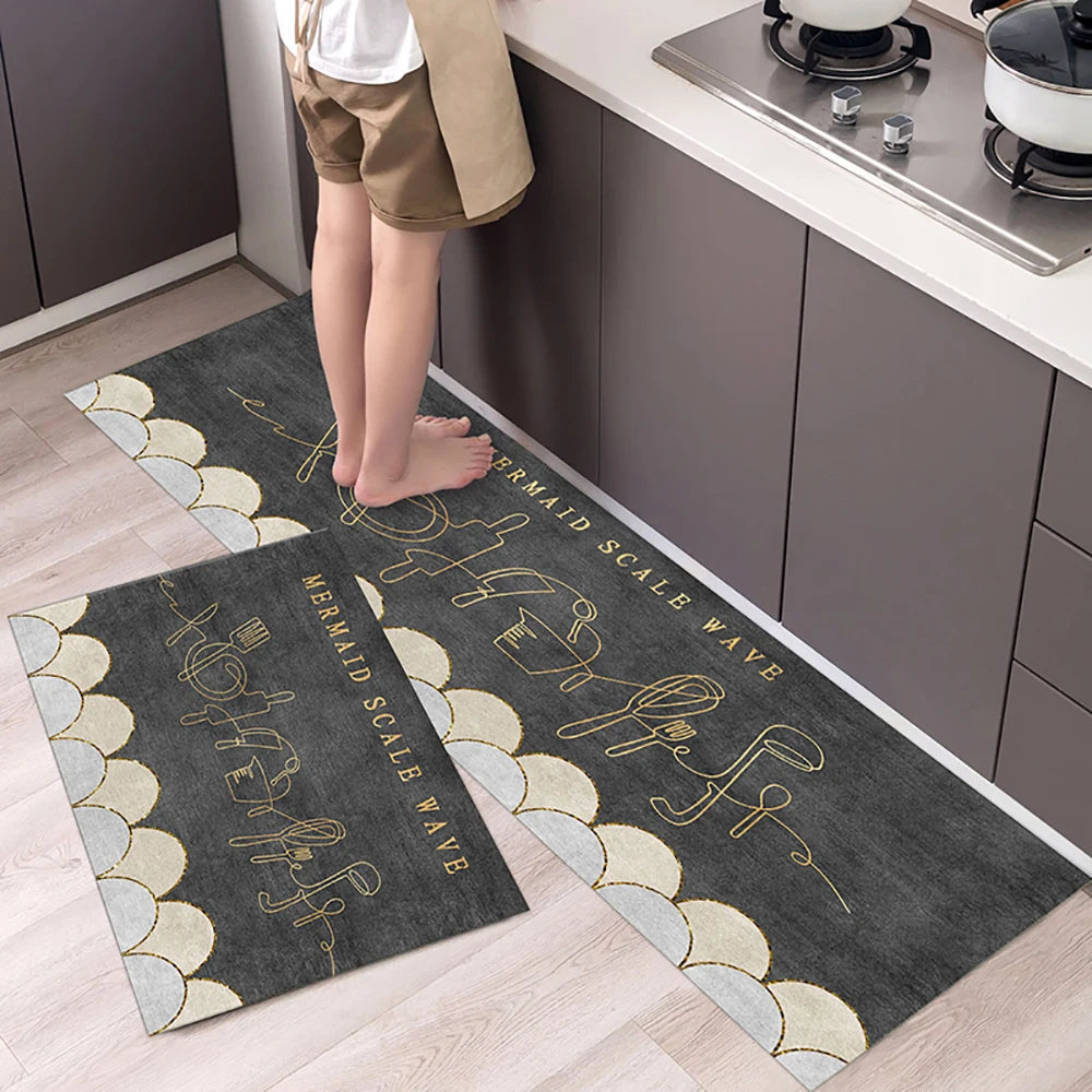 Soft Washable Kitchen Floor Mat - Anti-Slip Long Area Rug for Bedroom, Hallway & Bathroom Entrance