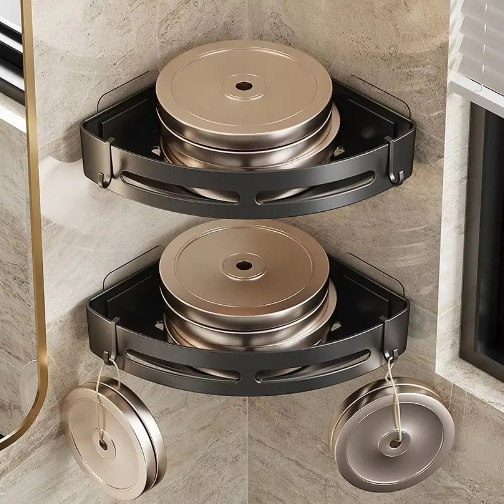 No-Drill Adhesive Shower Caddy Shelf - Corner Bathroom Shampoo Holder & Towel Rack (1/2/3 Pcs) - Hom Haven