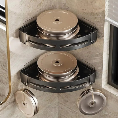 No-Drill Adhesive Shower Caddy Shelf - Corner Bathroom Shampoo Holder & Towel Rack (1/2/3 Pcs) - Hom Haven