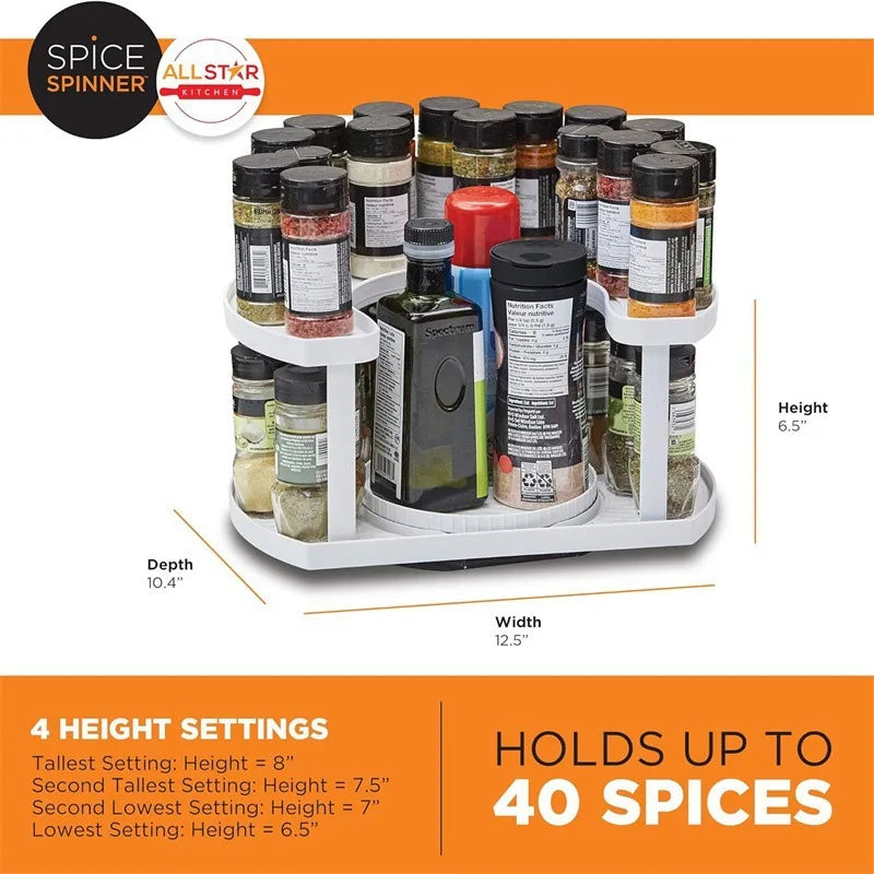 Adjustable Rotating Spice Rack Organizer, Large-Capacity Kitchen Storage Holder