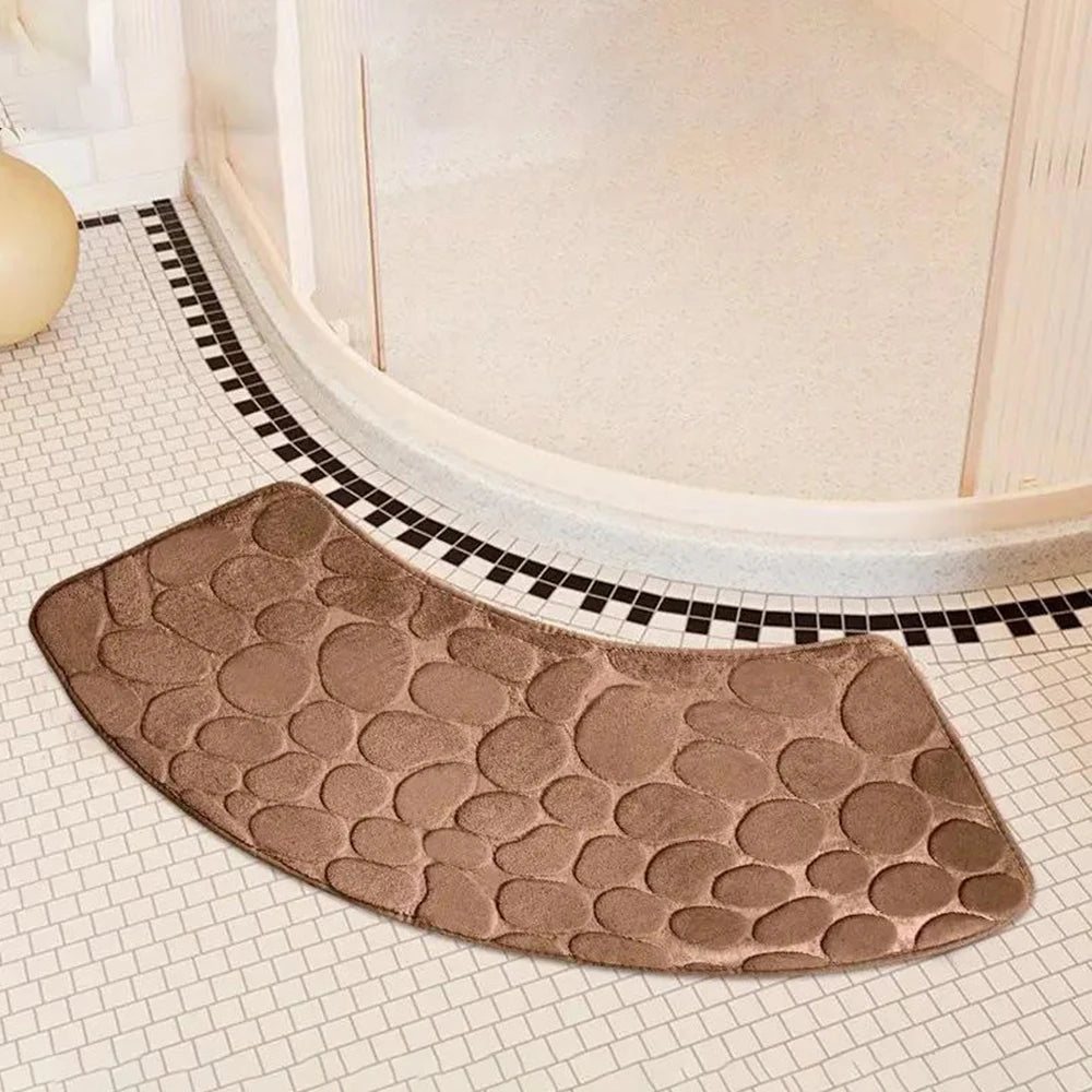 1PC Arc-Shaped Water-Absorbing Floor Mat, Sector-Shaped Carpet, Shower Room Entrance Foot Mat, Toilet Bathroom Anti-Slip Mat