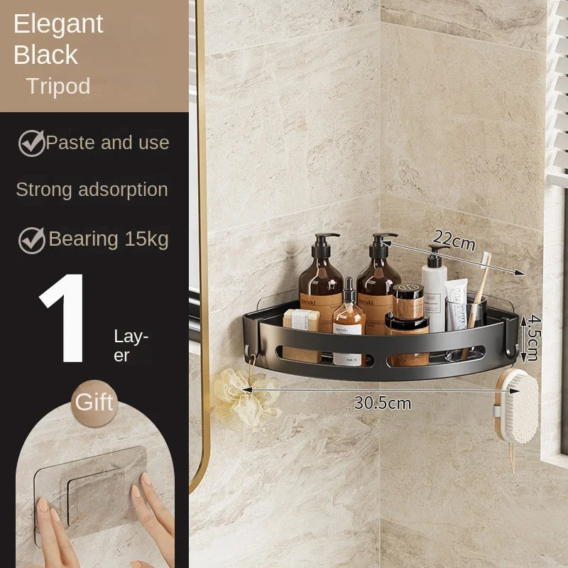 No-Drill Adhesive Shower Caddy Shelf - Corner Bathroom Shampoo Holder & Towel Rack (1/2/3 Pcs) - Hom Haven