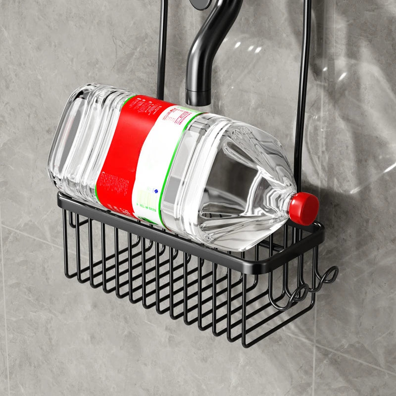 No-Drill Shower Rack & Toilet Storage Basket - Wall-Mounted Aluminum Bathroom Shelf for Bath Products - Hom Haven