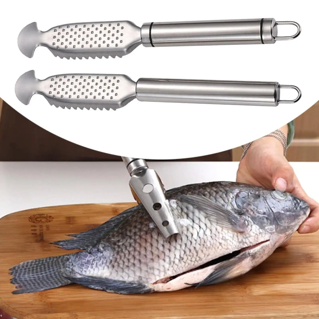 Stainless Steel Fish Scale Remover Tool with Comfortable Handle