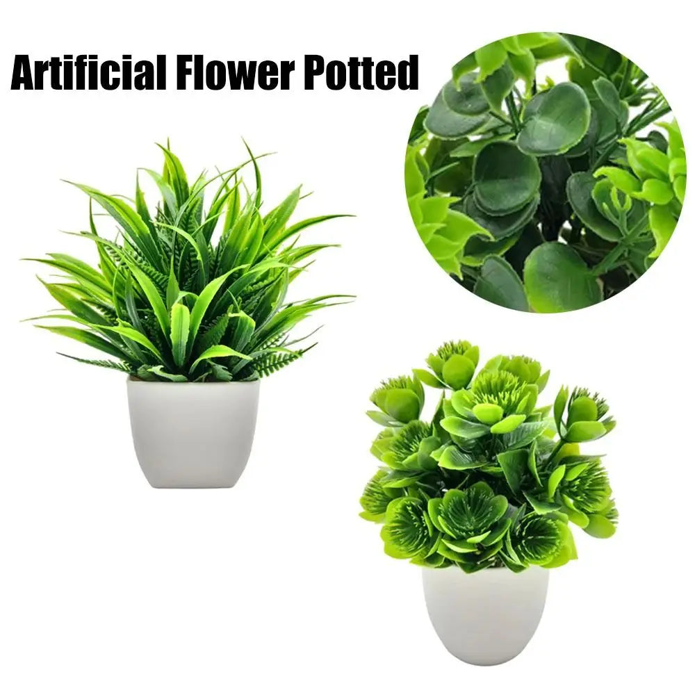 Mini Artificial Potted Flowers Bonsai - Fake Plant Table Decor & Home Garden Ornament - Hom Haven