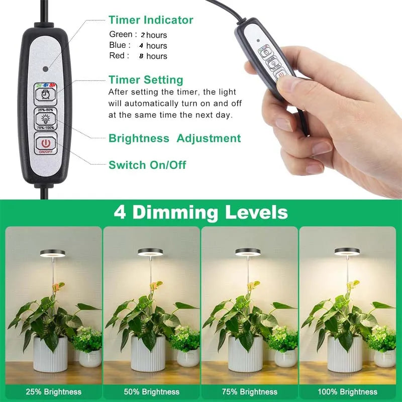 USB LED Grow Light Adjustable Knob Dimmer Plant Growth Lamp