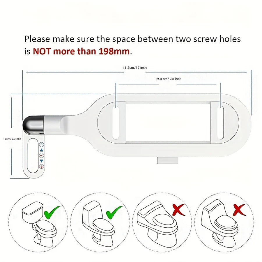 Non-Electric Bidet with Adjustable Spray Nozzle for Toilet Seat