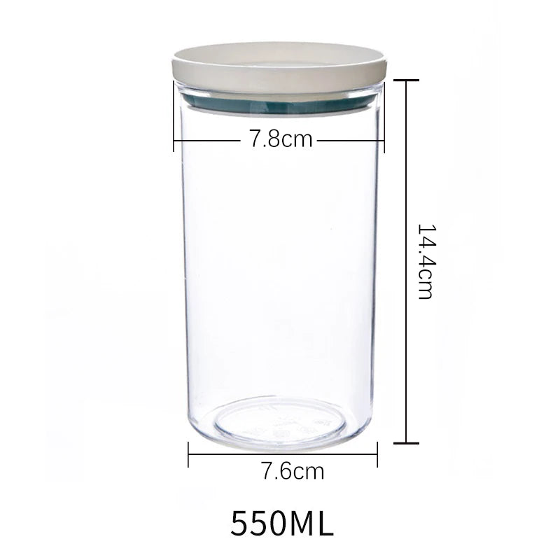 Sealed Food Grade Transparent Kitchen Storage Jar - Airtight Snack & Grain Container (250ml-700ml)