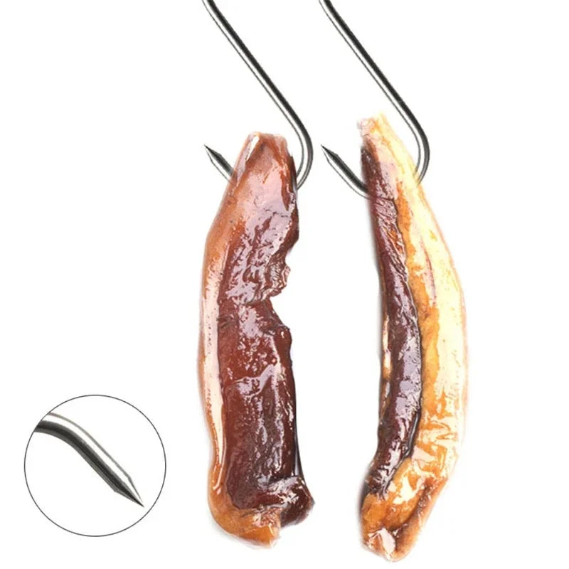 Stainless Steel S-Hook with Pointed Tip - Meat Hanger & Kitchen Storage Hook for Butcher Shop & Home