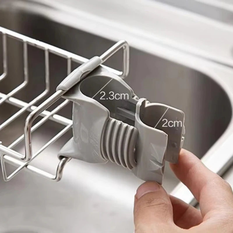 Stainless Steel Sink Faucet Shelf Adjustable Sponge & Towel Holder